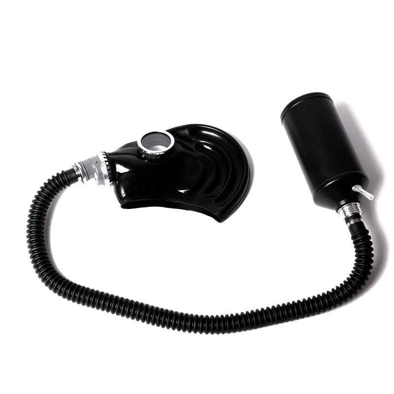 [Australia] - Latex Cosplay Gas Mask Full Half Face Fetish Mask for Costume Party Roleplay Accessory Black Breathing Bottle 2L 