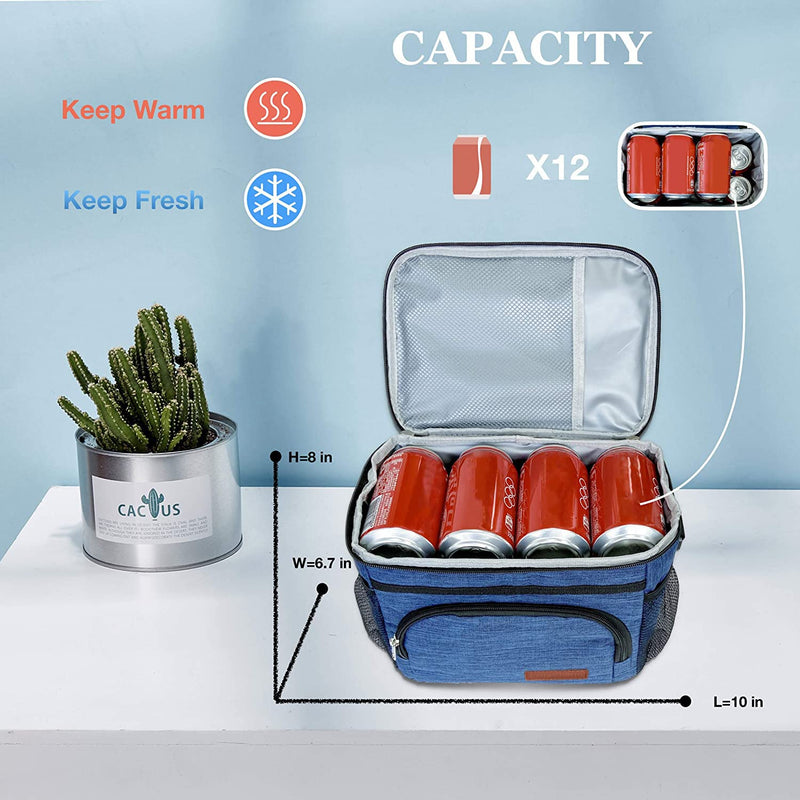 [Australia] - Insulated Lunch Bag for Women/Men - Reusable Lunch Box for Office Picnic Hiking Beach - Leakproof Cooler Tote Bag Organizer with Adjustable Shoulder Strap for Adults - Black 
