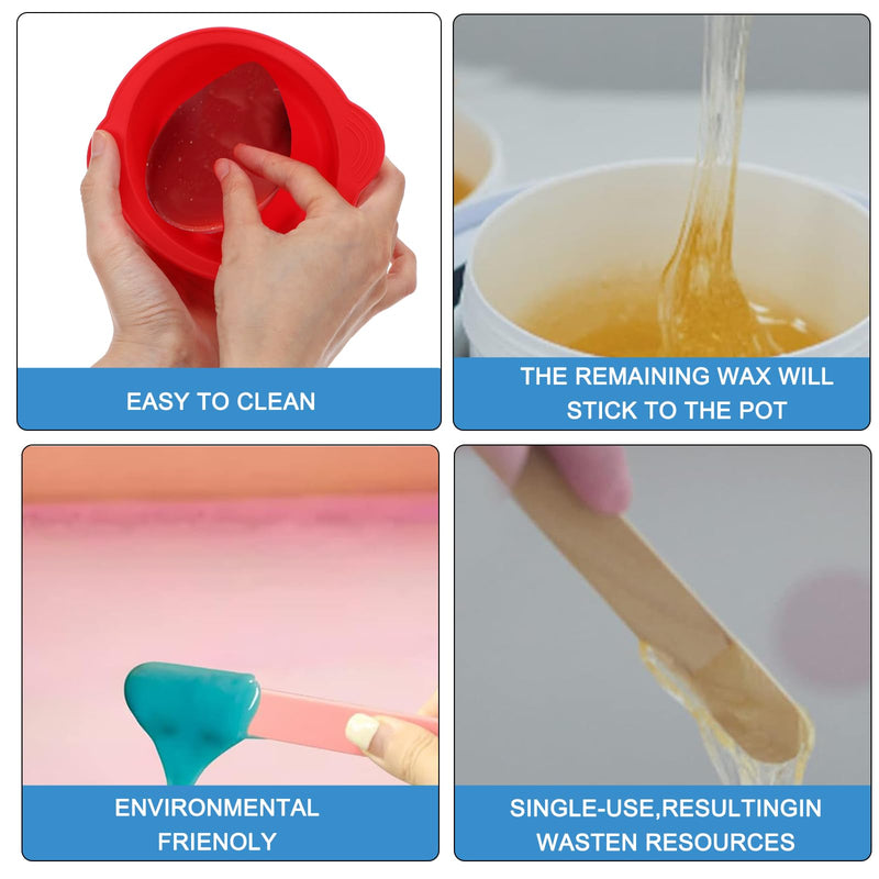 4pcs Silicone Wax Warmer Liner, Non-Stick Wax Pot Silicone Bowl Replacement, Reuse Wax Melt Warmer Liner With 4pcs Silicone Spatulas For Hair Removal