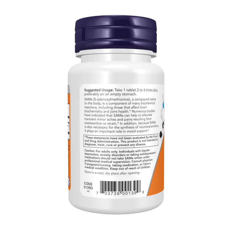 NOW Foods Supplements, SAMe (S-Adenosyl-L-Methionine) 400 mg, Nervous System Support*, 30 Tablets 30 Count (Pack of 1)