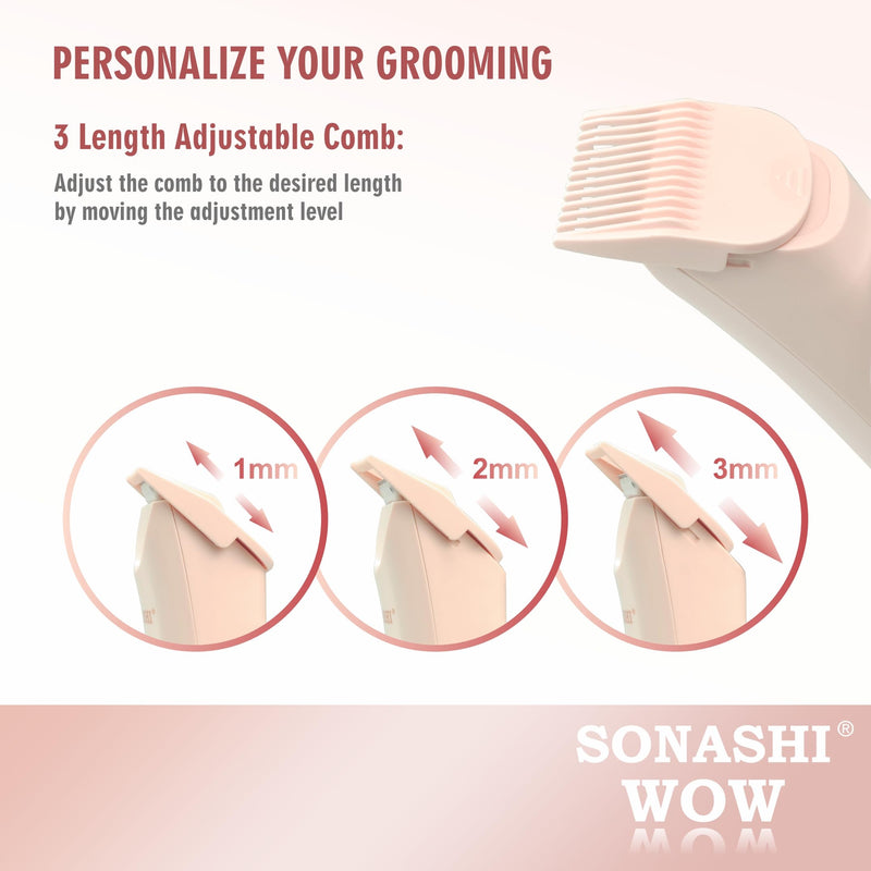 [Australia] - Electric Body Hair Trimmer - Groin Trimmer for Men - Bikini Trimmer Women - Wet/Dry Shaver Groomer, Rechargeable, Waterproof, Painless Hair Removal (Pink) Pink 