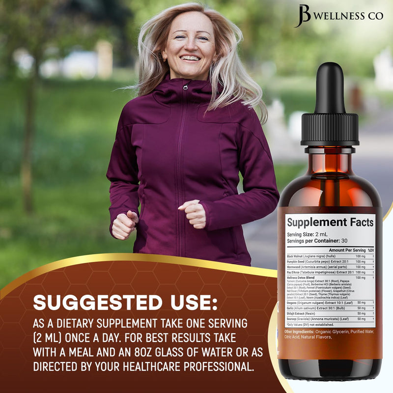 [Australia] - Wormwood Black Walnut Cleanse for Humans Drops Liquid Soursop Garlic Pumpkin Seed PAU D'Arco Oil of Oregano Turmeric Berberine Neem Extract Hull Bark Tincture - 4 oz 