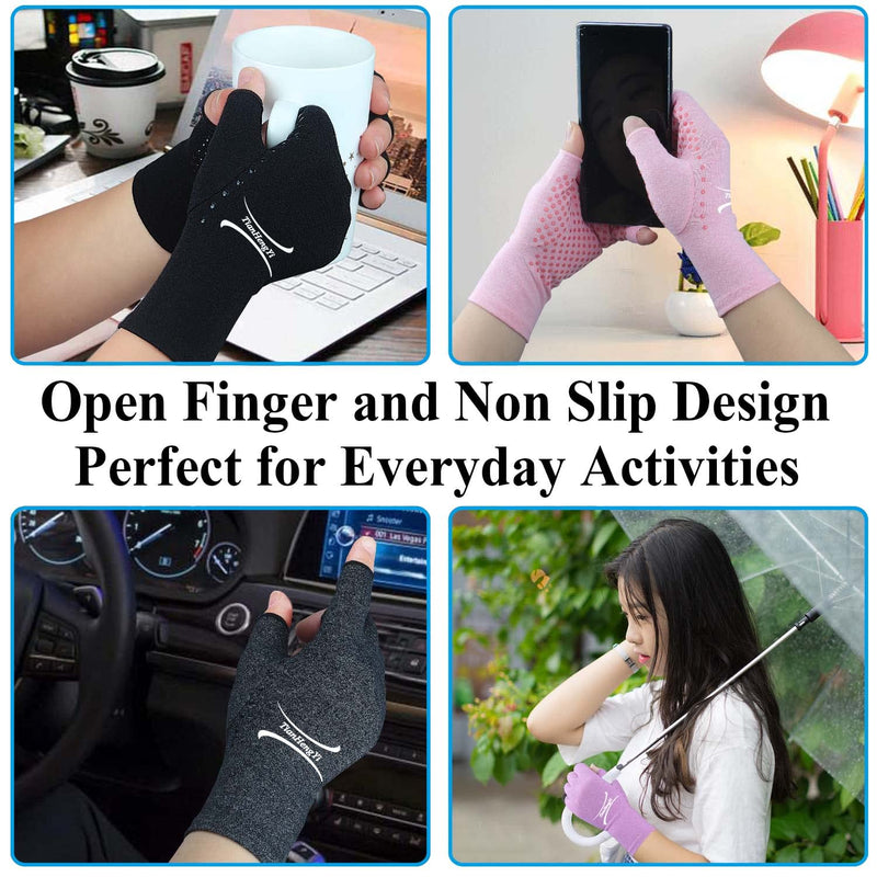 [Australia] - 2 Pairs Arthritis Gloves for Pain Relief, Compression Gloves for Arthritis, Carpal Tunnel, Osteoarthritis, Joint, Typing, Driving, Fingerless Hand Gloves for Women Men (Grey1+Pure Black1, Medium) Grey1+pure Black1 