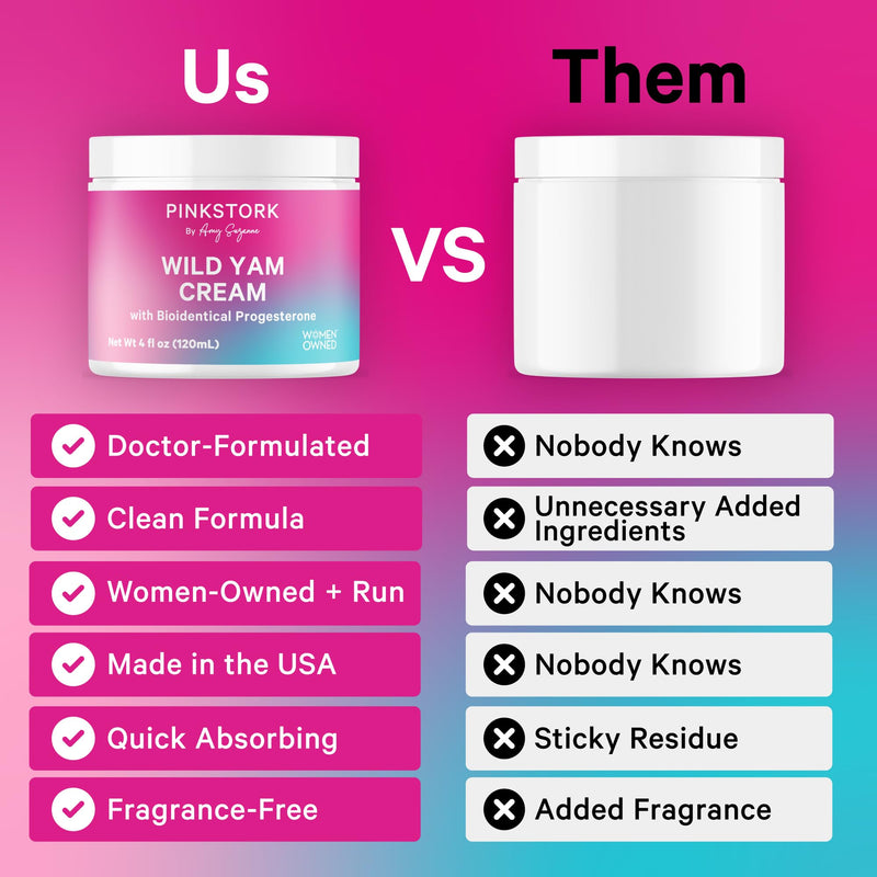 [Australia] - Pink Stork Wild Yam Cream - Progesterone Cream - Topical + Natural Hormone Balance for Women - PMS, Fertility, Perimenopause, Menopause - Alternative to Pills or Supplement - Unscented, 4 oz 