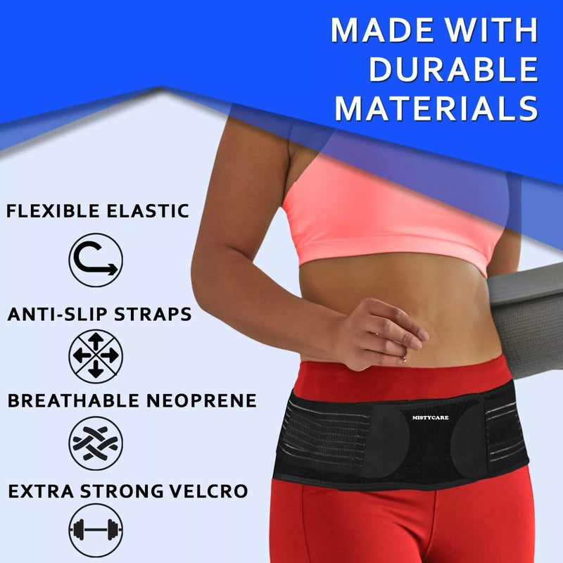 Premium Sciatica Belt Support | Adjustable Lumbar & Hip Brace | Pain Relief for Lower Back | Comfortable & Breathable Compression Belt for Sciatica & Sacroiliac Pain (Unisex) (Black)