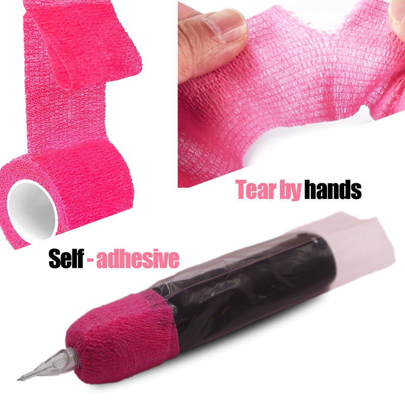 [Australia] - 200 Pink Tattoo Pen Covers & 4 Grip Tapes - Large Tattoo Machine Covers & Tattoo Tape Wrap - Tattoo Supplies 