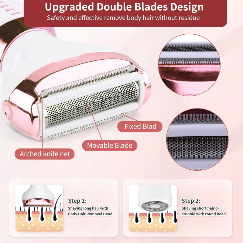 [Australia] - Electric Shaver Razors for Women - 5 in 1 Bikini Trimmer for Women Body Hair Trimmer Facial Hair Removal Cordless Rechargeable Body Shaver for Face Chin Arms Underarm Legs Arms Eyebrow Gold 