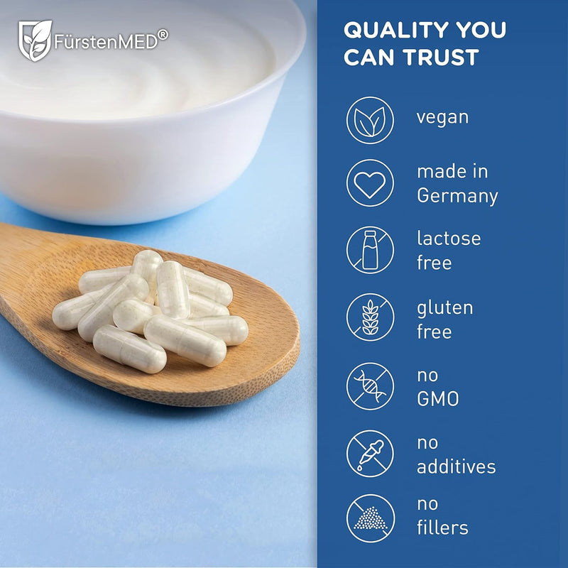 FürstenMED® Bifidoflor HIT with 7 Probiotic Strains - Lactobacillus Salivarius, Gasseri, Rhamnosus & 4 Bifidobacterium - Normal Gut Digestive Health Support Supplement - 60 Vegan Capsules