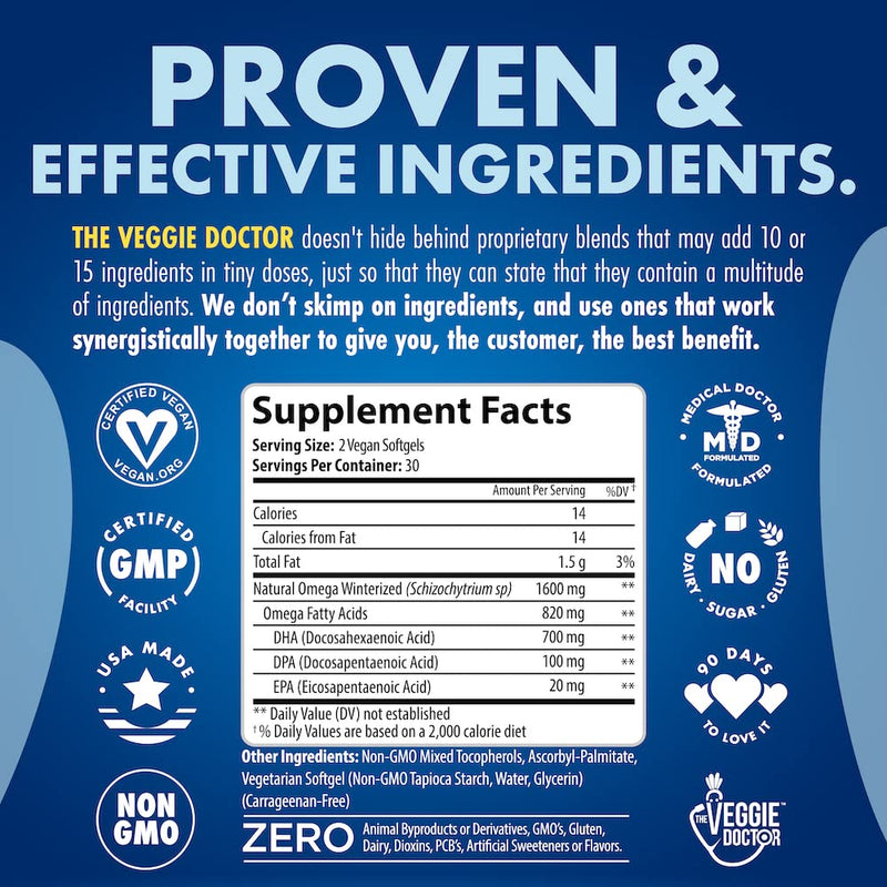 [Australia] - Vegan Omega 3 Supplement - Omega 3 Fish Oil Alternative - No Carrageenan – Plant Based Algae Omega 3 Fatty Acid Supplements - DHA, EPA, DPA - Heart, Brain, Joint, Eye, Immune Support 