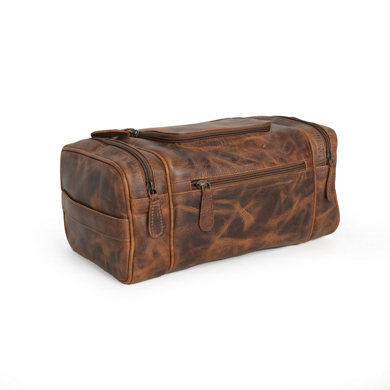 (13 inch Extra Large) Real Full Grain Leather Toiletry Bag for Men, Dopp kit with Waterproof Lining, Toiletries Organizer, Grooming Travel Bag Pouch, Bathroom Shaving Kit Zipper Bag (13 inch) Extra Large Size