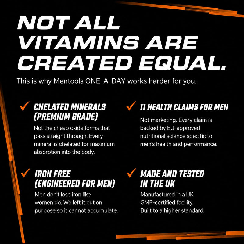 Men’s One‑A‑Day Multivitamin for Energy, Immune Support & Normal Testosterone – Vitamins D3, K2, B‑Complex, Magnesium, Zinc & Selenium – 30 Vegan Capsules