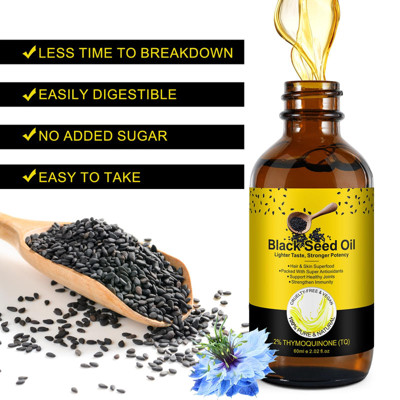 [Australia] - Black Seed Oil Organic Cold Pressed, 100% Pure and Natural Organic Black Seed Oil Liquid, Enriched with High TQ & Dynamic Harmony of Omegas 3 6 9, Hair Growth, Skin Cares, Nourishes and Hydrates Hair 