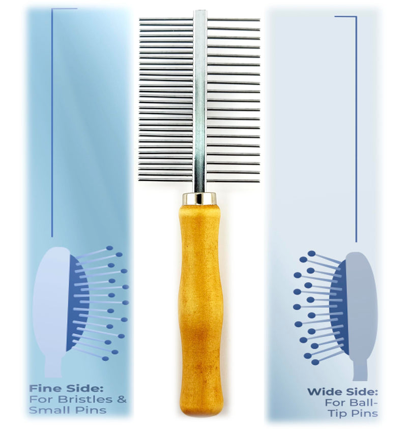 [Australia] - Premium Dual-Sided Brush Cleaning Tool – Eco-Friendly Bamboo Handle – Easily Removes Hair & Product Buildup from Boar Bristle, Paddle, Detangling & Styling Brushes 