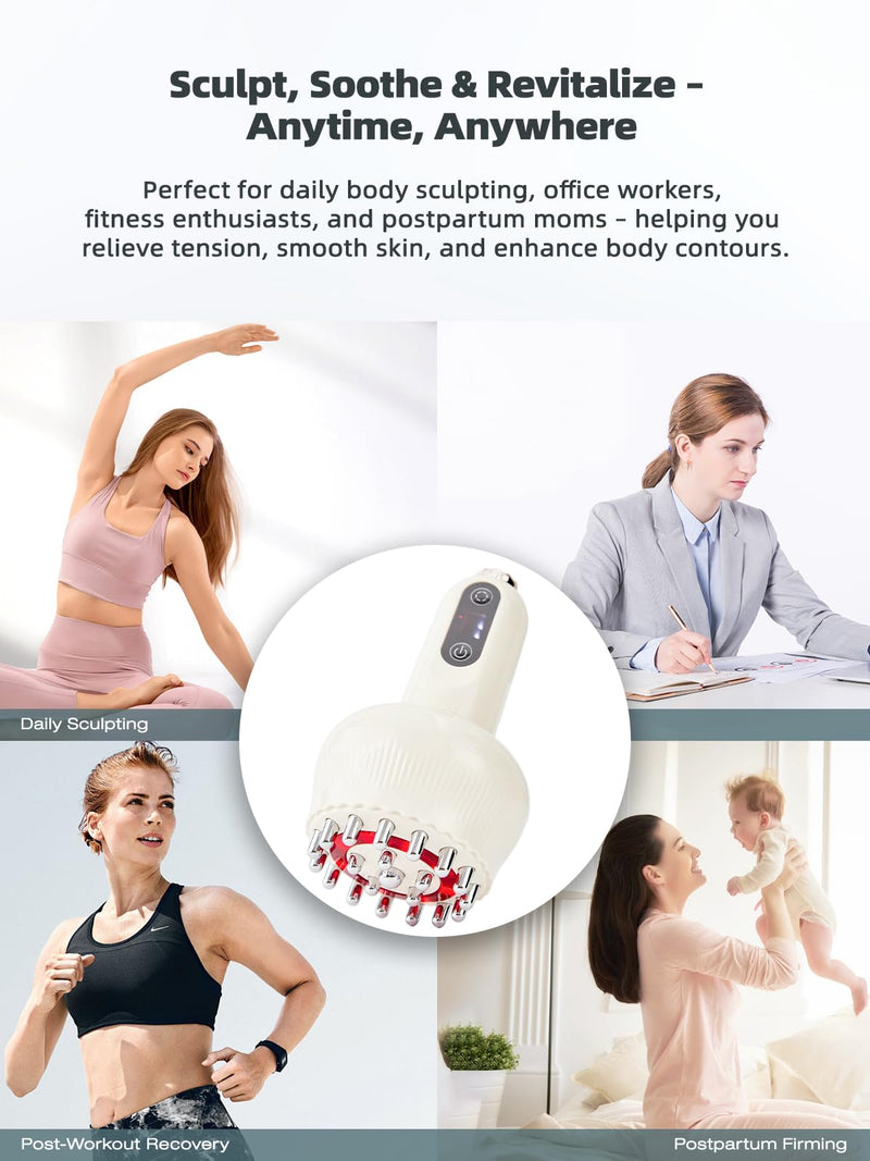 Lymphatic Drainage Massager & Body Sculpting Machine, Cellulite Massage Tool, Helps Reduce Stretch Marks & Cellulite for Legs, Arms & Belly, with Light, Heat & Vibration
