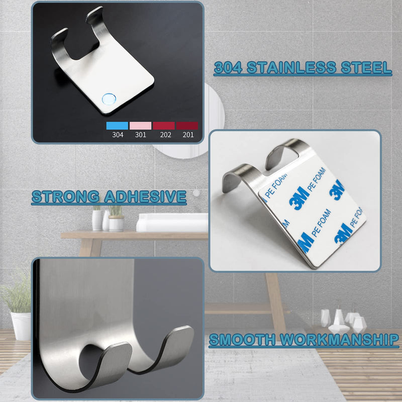 [Australia] - FlyWave Razor Holder Shower Stainless Steel Pack of 2, Razor Holder Shower Self-Adhesive, Multifunctional Razor Holder, Hook No Drilling for Bathrooms, Kitchens and Bedrooms 