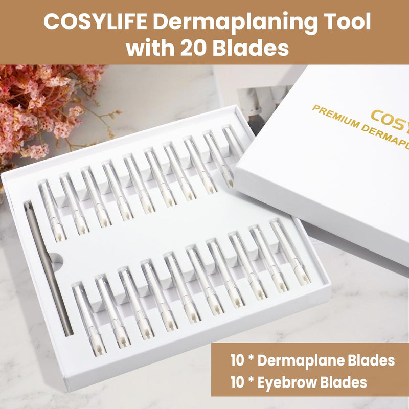 [Australia] - Dermaplaning Tool for Face, 20 Blade Refills, Dermaplane Razor for Face, Hair Remover Blade for Eyebrows and Peach Fuzz, Facial Shaver for Women That Helps Exfoliate and Smooth The Skin 