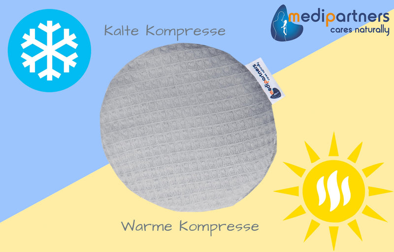 [Australia] - Medi Partners Cherry Stone Pillow Heat Pillow Grain Pillow for Babies 180g Round 15cm Eco Natural 100% Cotton Heat + Cold Therapy Massage Therapy (Grey) Waffle Gray 
