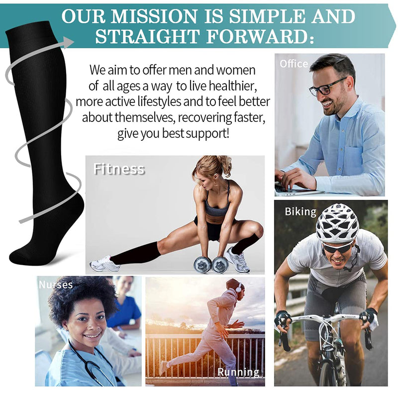 [Australia] - Laite Hebe 3 Pack Medical Compression Sock-Compression Sock For Women and Men Circulation -Best for Running,Nursing,Athletic Sports 02-black/White/Grey Small-Medium 
