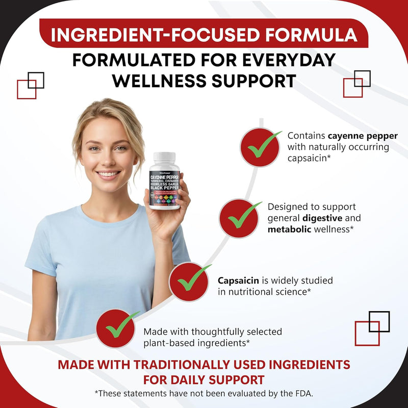 [Australia] - Cayenne Pepper Turmeric Odorless Garlic Cinnamon Fenugreek Citrus Bergamot Artichoke Blueberry Green Tea Black Pepper -150 Capsules- Made in USA 150 count (pack of 1) 