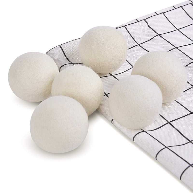 Wool Dryer Balls 6-Pack XL Laundry Dryer Balls Reusable Natural Fabric Softener New Zealand Organic Wool Handmade Reduce Wrinkles & Shorten Drying Time by WANTELL (White, XL)