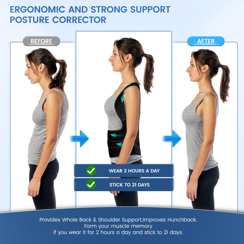Posture Corrector for Women and Men-Adjustable Back Brace Straightener Upper and Lower Back Pain Relief - Scoliosis, Hunchback, Hump, Thoracic, Spine Corrector (Small) Small