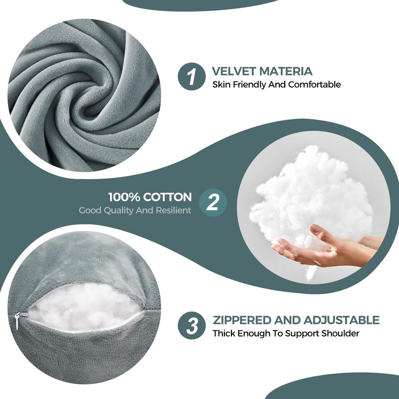[Australia] - Shoulder Surgery Pillow, Rotator Cuff Pillow, Side Sleeper Pillow with Pocket & Adjustable Strap, Arm Support for Injury, Post-Op Care, Pain Relief (Dusty Green) 