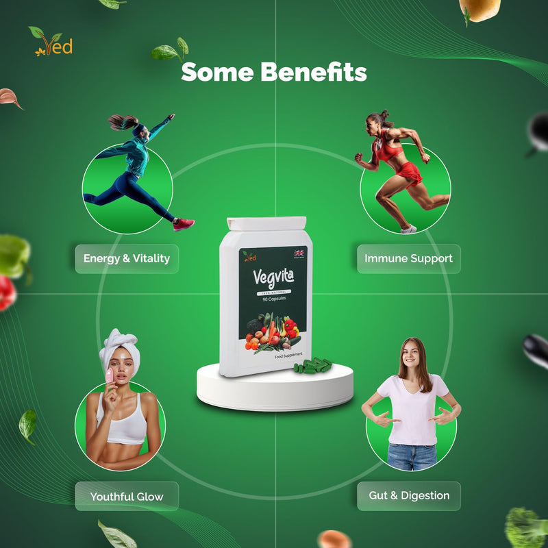 VED Balance of Veggies Supplements, Fresh Superfood Formula with Vitamins and Minerals from Vegetables, 90 Vegan Capsules (Pack of 1)