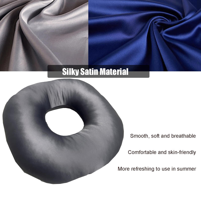 [Australia] - Ear Piercing Pillow for Side Sleepers，Donut Pillow with Ear Hole Ear Covers for Sleeping ，Pillow with arm Hole，Ear Guard Pillow for Ear Pain Ear Pressure (Gray- Silky Satin) Gray- Silky Satin 