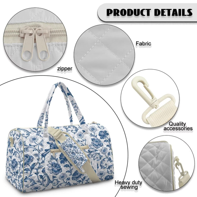 Peony Travel Duffle Bag Quilted Shoulder Bag Lightweight Personal Item Bag Weekend Getaway Sports Travel Daily Use for Women Peony