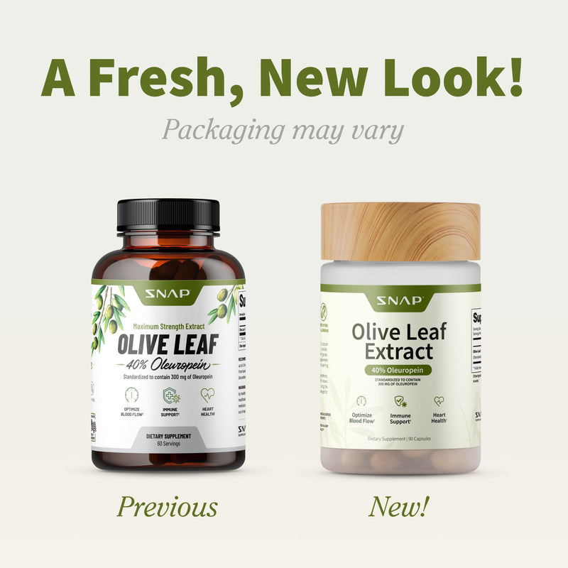 [Australia] - Snap Supplements Olive Leaf Extract Capsules - Super Strength 40% Oleuropein for Blood Flow Support, Improve Digestion, Antioxidant Boost Supplement, Improve Brain Function (60 Capsules) 