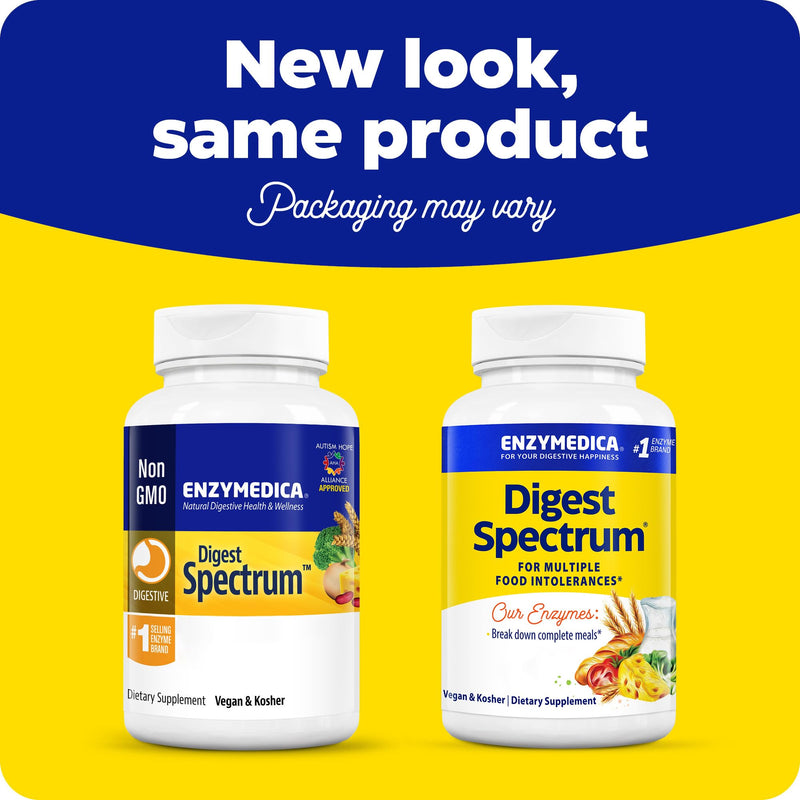 Enzymedica, Digest Spectrum, Digestive Enzymes, 90 Vegan Capsules, High Potency, Lab-Tested, Vegetarian, Soy-Free, Gluten-Free, Non-GMO
