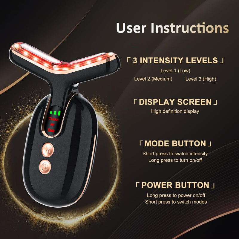 Facial Massager Red-Light-Therapy-for-Face, Neck Skin- Face Wand Tool, TENS L E D Facial Beauty Device Portable at-Home Face Tool for Skin Care