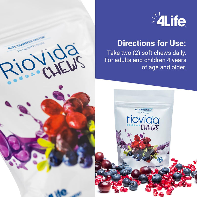 4Life RioVida Chews Berry Immune Support with Vitamin C, 30 Chews | Berry nutrient blend, Vitamin C, Colostrum peptides, Acai, Blueberry, Pomegranate, Elderberry, Individually wrapped