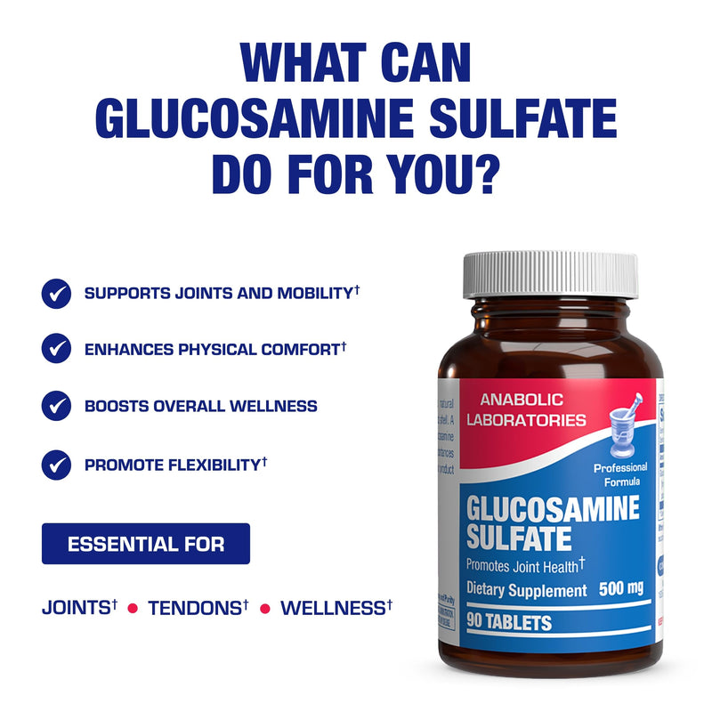 [Australia] - Glucosamine Sulfate Joint Health Supplement - Soft Tissue Cartilage Tendon and Ligament Supplement for Enhanced Mobility Comfort and Flexibility - Non-GMO Sodium Free & Made in The USA - 90 Servings 