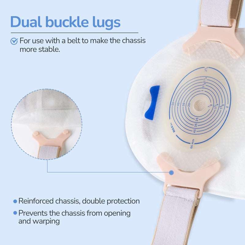 [Australia] - 20 Pack Colostomy Bags Ostomy Supplies, One-Piece Colostomy Bags, 10-66mm Cut-to-Fit Drainable Ostomy Bag with Waistband for Ileostomy Stoma Care White 