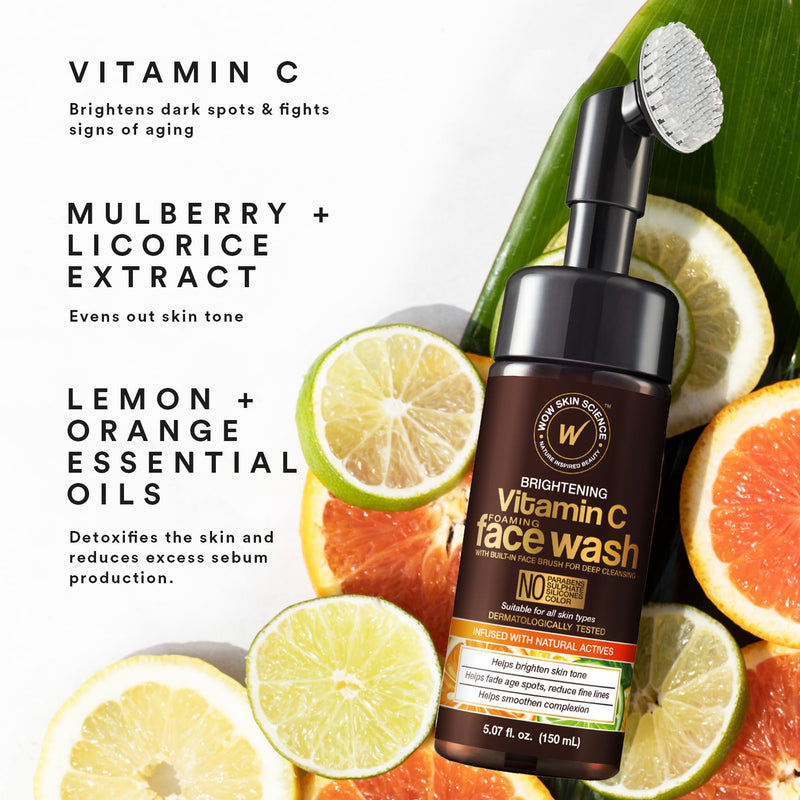 WOW Skin Science Vitamin C Face Wash & Brush 5.07 oz 1 Fl Oz (Pack of 1)