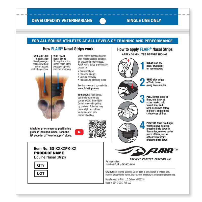 [Australia] - FLAIR Equine Nasal Strips for Horses (Turquoise, 1 Pack), Adhesive Equine Nasal Strips & Support, Breathing Improvement for Competition and Training Horses, Equine Health Supplies, Breathing Aid 