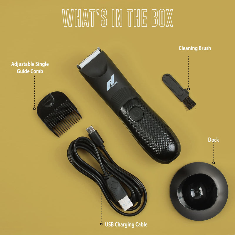 [Australia] - Fhuesion® Manscape Trimmer for Men -IPX7 Waterproof Ball Trimmer w/Light & Ceramic Blade, Body Groomer for Pubic/Body/Groin Grooming, Electric Razor Shavers USB-C Charging, No Nicks, Gifts for Him 