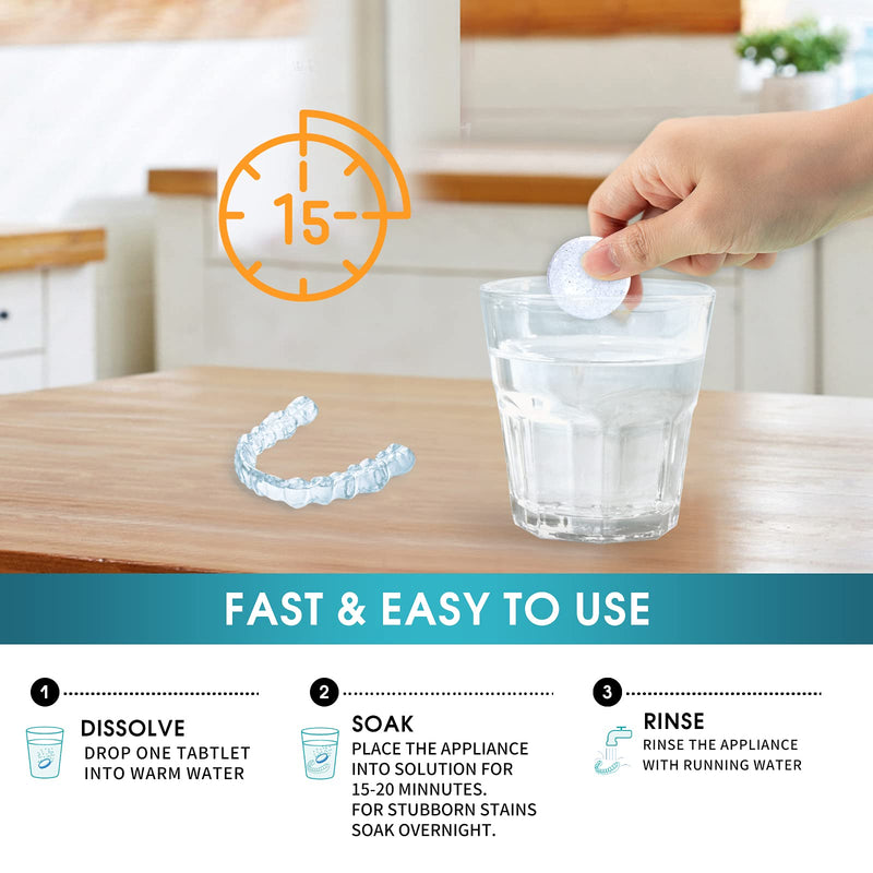 [Australia] - Retainer Cleaner Tablets Invisalign Cleaner Denture Cleaning Tablets,Remove Stains Away,3 Month Nature Supply - Use for Invisible Clear Aligner,Partials Full Dentures,Night Guard,Mouthguard by Y-Kelin Mint 96 Count (Pack of 1) 