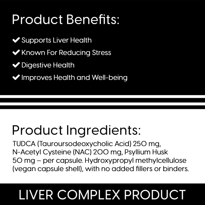 Liver Complex Capsules | TUDCA, NAC & Psyllium Husk | 60 Capsules | Supports Liver Function, Digestion & Metabolism | Vegan Capsules | Non-GMO | Gluten-Free Liver Supplement 60 count (Pack of 1)