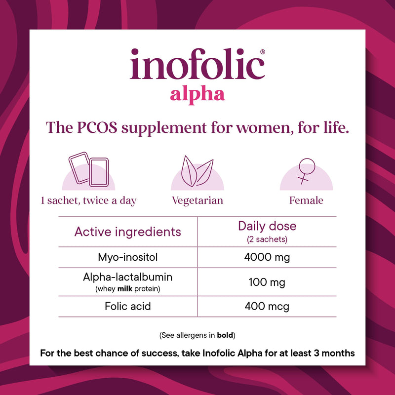 Alpha – 4000mg Myo-Inositol PCOS Supplement for Women – Hormonal Balance, Fertility & Ovulation Support – 100mg Alpha-Lactalbumin, 400ug Folic Acid – 60 Sachets - 1 Month Supply 2.1 g (Pack of 60)