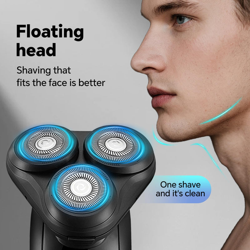[Australia] - Electric Razor for Men - Rechargeable Shaver 3D Precision Blades with Pop-up Trimmer - Rotary Cordless Shavers Washable Gentle on Sensitive Skin for Beard Sideburn Face with Travel Lock Men Gift Black 
