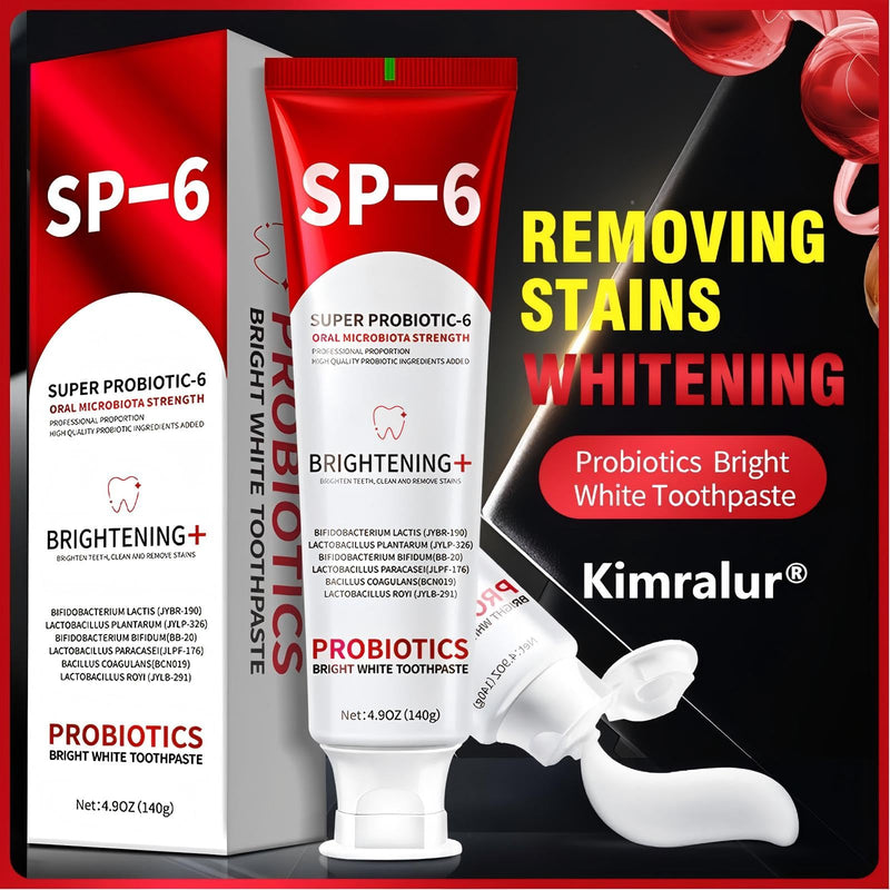 Sp-6 Probiotics Whitening Toothpaste, Sp-6 Ultra Whitening Toothpaste, Enhanced Formula with Enamel-Safe, Fluoride-Free, Fresh Breath Mint Flavor for Oral Health (1) 1