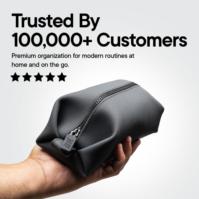 TOOLETRIES The Koby Dopp Kit Toiletry Bag – Lite 9" x 4.5" x 4.5", Charcoal | Compact silicone leak-resistant travel toiletry bag with a heavy-duty zipper that's easy to clean. Lite 9" x 4.5" x 4.5"