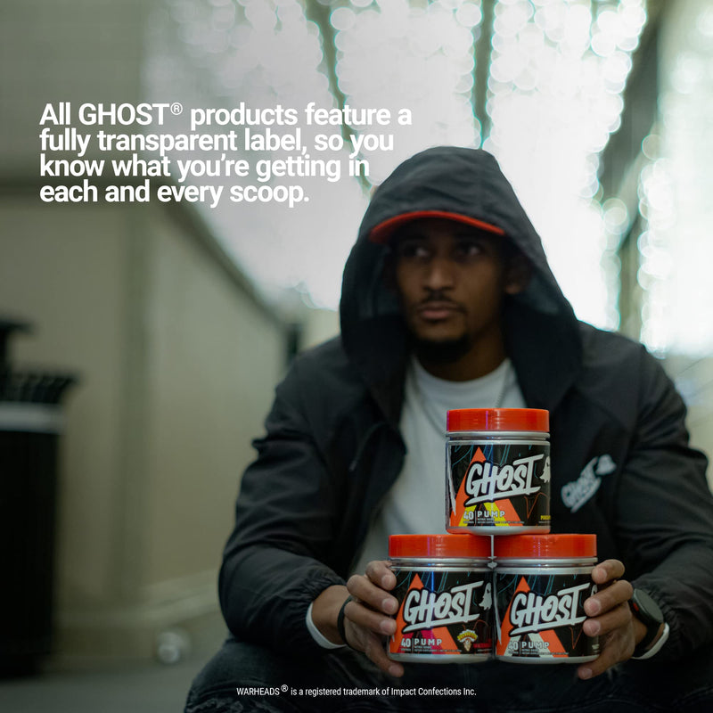 [Australia] - GHOST Pump Nitric Oxide Powder, Warheads Sour Watermelon - 40 Servings - Sugar & Stim-Free Pre-Workout Supplements- L-Citrulline, Arginine Nitrate & L-Glutathione - Soy & Gluten-Free, Vegan 