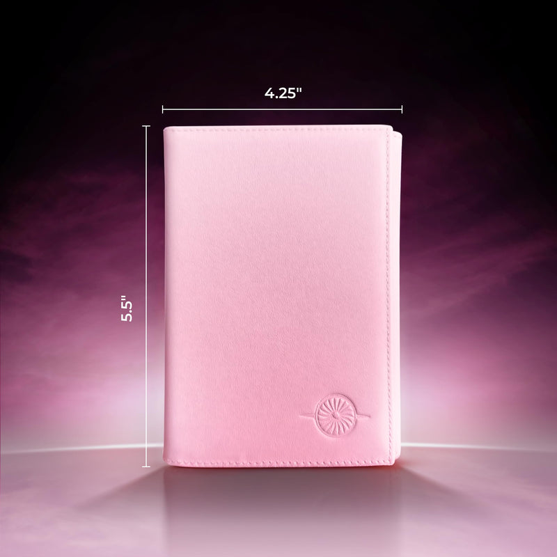 MAVRIK Pilot Document Holder – Genuine Leather Passport Wallet for Pilots – Aviation Gift, Travel Organizer, Pilot License Holder, FAA Medical Holder, Flight Bag Essential Light Pink