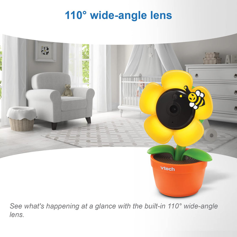 [Australia] - VTech RM9751 Yellow Daisy Smart Wi-Fi Baby Camera, iOS & Android Enabled, 1080p Full HD, Privacy Mode Cover, Night Light, Soothing Sounds & Lullabies, Two-way Intercom,Temperature Sensor, Night Vision 