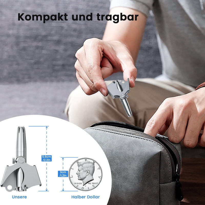 [Australia] - TIANG Manual Nose Hair Trimmer for Men Women Stainless Steel 6 Teeth V Blade Nose Hair Trimmer for Groom Bird Waterproof Painless Battery Free with Clean Brush 