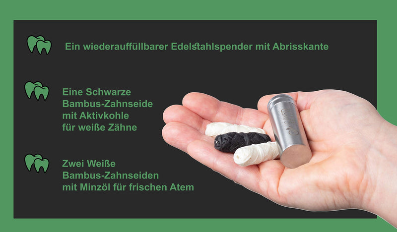 [Australia] - C4wrd ™ compostable natural bamboo dental floss in a stainless steel dispenser for healthy teeth - health begins in the mouth 