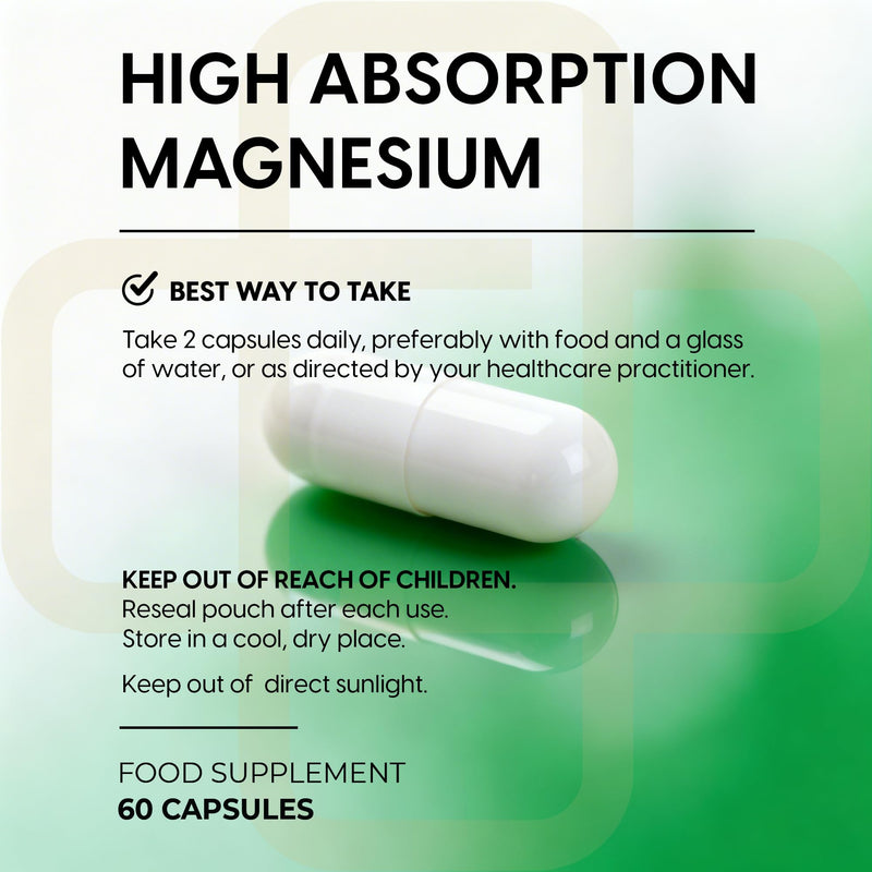 Magnesium Glycinate with Vitamin B6 | 180mg Elemental Magnesium Per Serving | Supports Muscle, Nerve & Energy Function | 60 Vegan HPMC Capsules | Non-GMO | Gluten-Free Magnesium Supplement